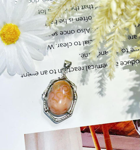 DZ28 Whosale Gemstone Rock DIY Jewelry For Girls Crystal Flower Agate Necklace and Pendent