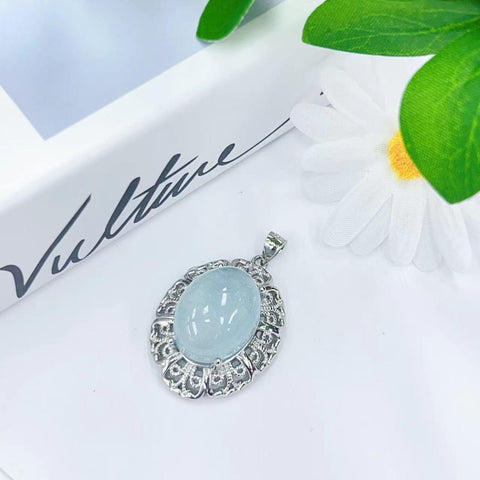 DZ47 Whosale Gemstone Rock DIY Jewelry For Girls Stone Crystal Aqumarine Quartz Necklace and Pendent