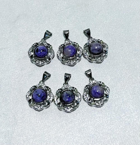 DZ16 Whosale Gemstone Rock DIY Jewelry For Girls Crystal Charoite Necklace and Pendent