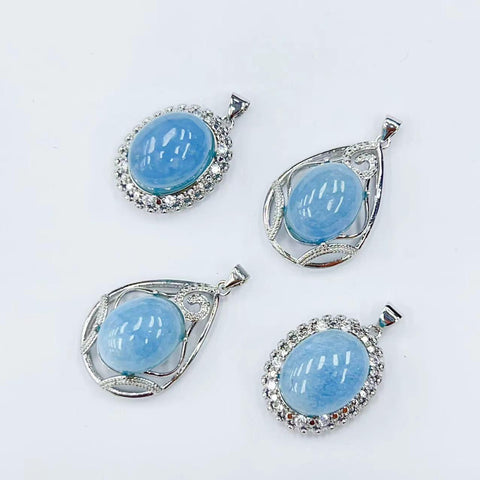 DZ46 Whosale Gemstone Rock DIY Jewelry For Girls Stone Crystal Aqumarine Quartz Necklace and Pendent