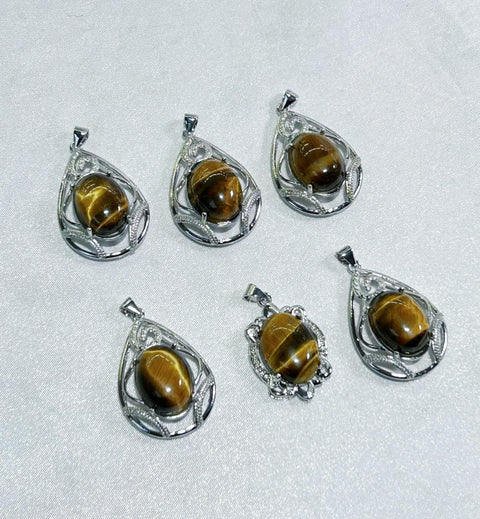 DZ08Wholesale Gemstone Rock Stone Pendants Crystal DecorationTigerEyePendent $3/pcs