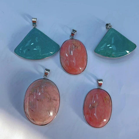 DZ58 Whosale Gemstone Rock DIY Jewelry For Girls Stone Crystal Amazonite and Rhodoite Necklace