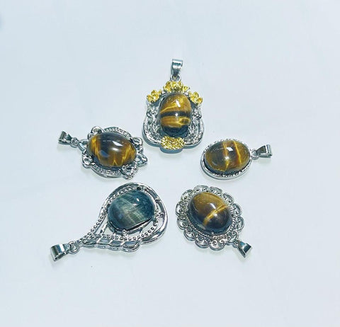 DZ07Wholesale Gemstone Rock Stone Pendants Crystal DecorationTigerEyePendent $3/pcs