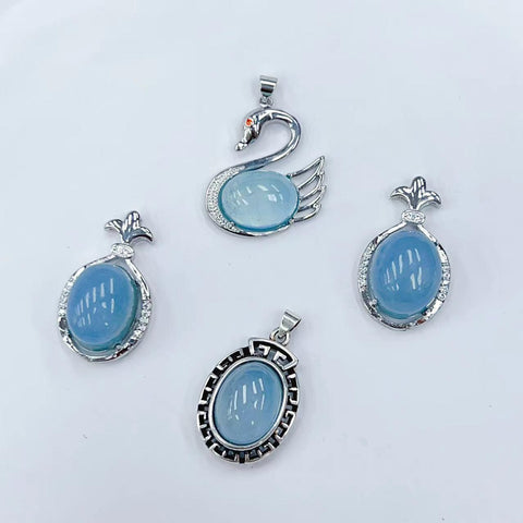 DZ45 Whosale Gemstone Rock DIY Jewelry For Girls Stone Crystal Aqumarine Quartz Necklace and Pendent