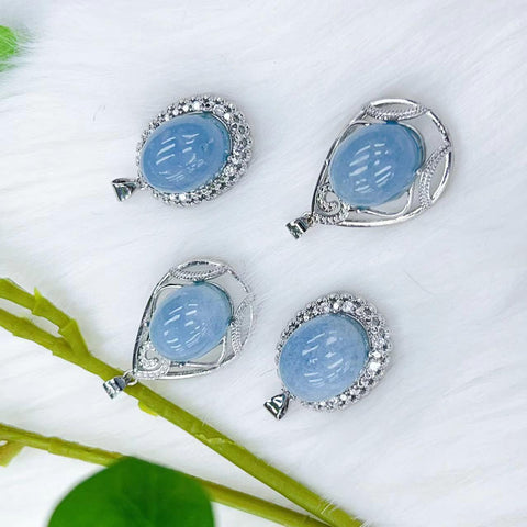 DZ46 Whosale Gemstone Rock DIY Jewelry For Girls Stone Crystal Aqumarine Quartz Necklace and Pendent