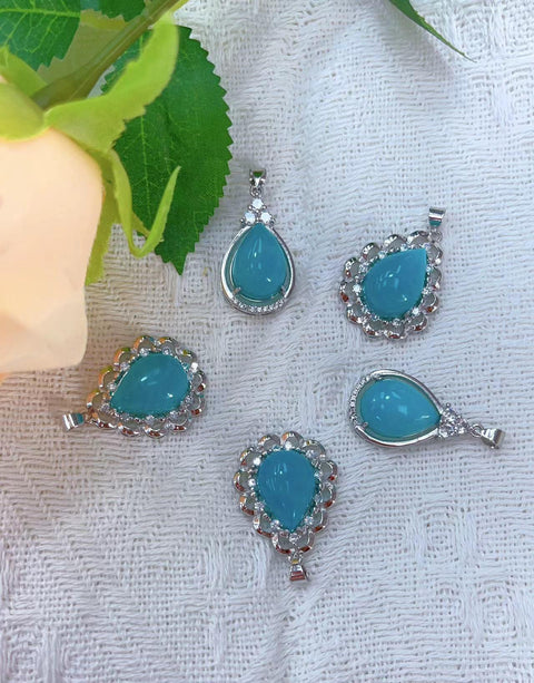 DZ57 Whosale Gemstone Rock DIY Jewelry For Girls Stone Crystal Amazonite Necklace and Pendent