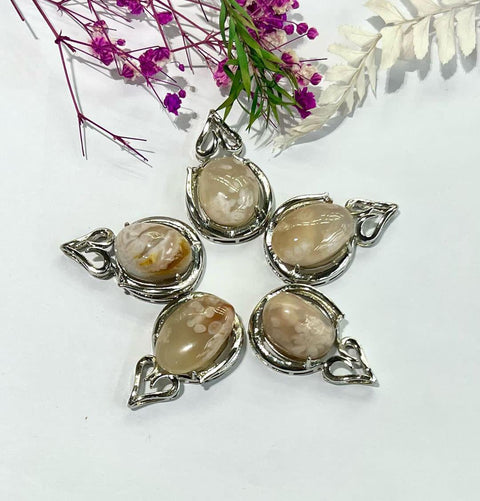 DZ21 Whosale Gemstone Rock DIY Jewelry For Girls Crystal Flower Agate Necklace and Pendent