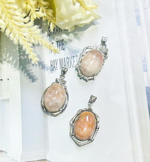 DZ28 Whosale Gemstone Rock DIY Jewelry For Girls Crystal Flower Agate Necklace and Pendent