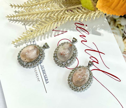 DZ22 Whosale Gemstone Rock DIY Jewelry For Girls Crystal Flower Agate Necklace and Pendent