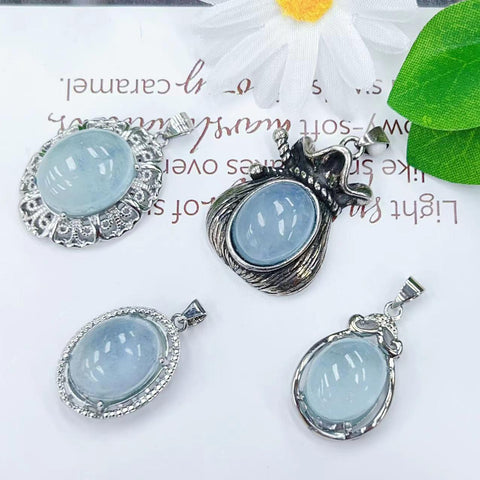 DZ47 Whosale Gemstone Rock DIY Jewelry For Girls Stone Crystal Aqumarine Quartz Necklace and Pendent