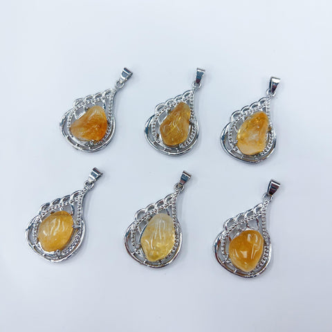 DZ61 Whosale Gemstone Rock DIY Jewelry For Girls Stone Crystal Citrine Quartz Necklace and Pendent
