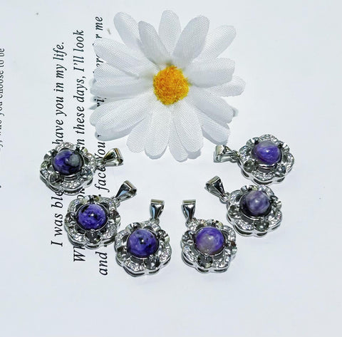 DZ16 Whosale Gemstone Rock DIY Jewelry For Girls Crystal Charoite Necklace and Pendent