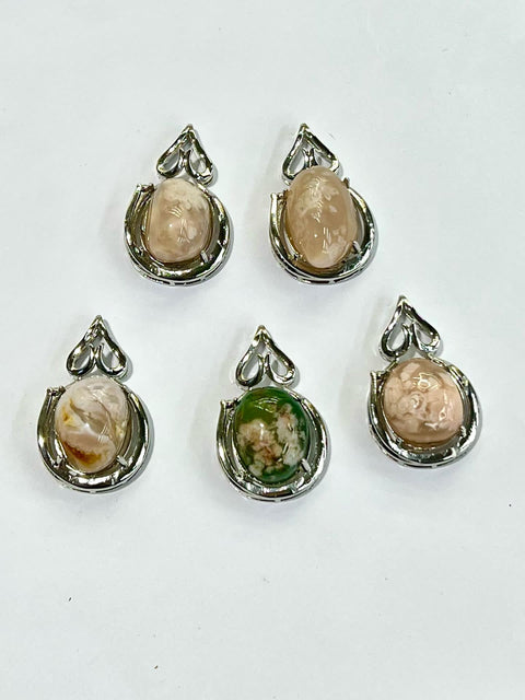 DZ21 Whosale Gemstone Rock DIY Jewelry For Girls Crystal Flower Agate Necklace and Pendent