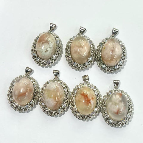 DZ22 Whosale Gemstone Rock DIY Jewelry For Girls Crystal Flower Agate Necklace and Pendent