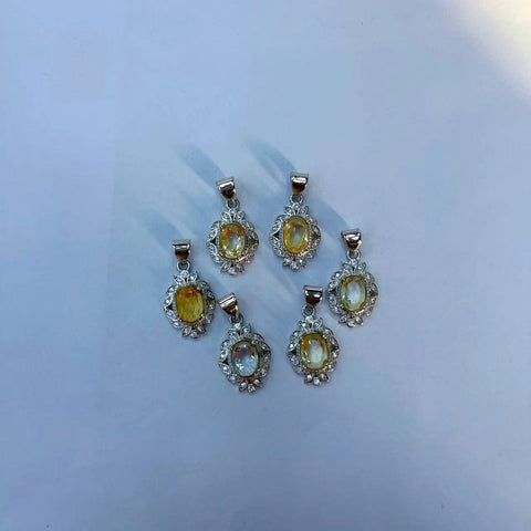 DZ60 Whosale Gemstone Rock DIY Jewelry For Girls Stone Crystal Citrine Quartz Necklace and Pendent