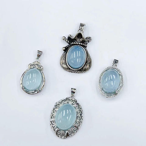 DZ47 Whosale Gemstone Rock DIY Jewelry For Girls Stone Crystal Aqumarine Quartz Necklace and Pendent