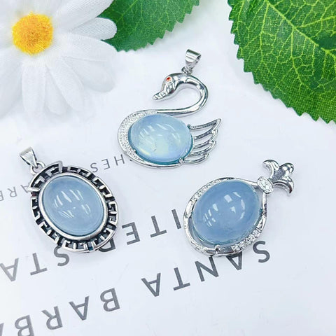 DZ45 Whosale Gemstone Rock DIY Jewelry For Girls Stone Crystal Aqumarine Quartz Necklace and Pendent