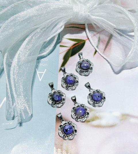 DZ15 Whosale Gemstone Rock DIY Jewelry For Girls Crystal Charoite Necklace and Pendent