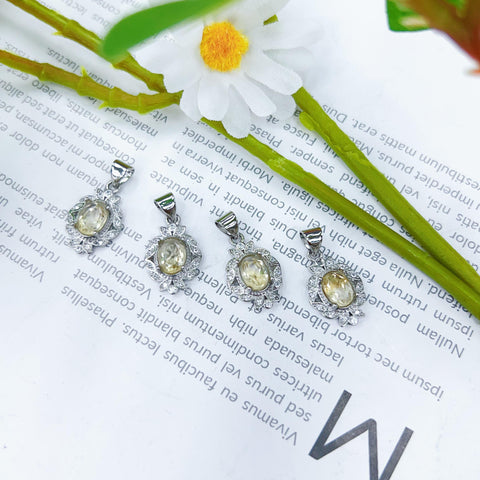 DZ62 Whosale Gemstone Rock DIY Jewelry For Girls Stone Crystal Citrine Quartz Necklace and Pendent